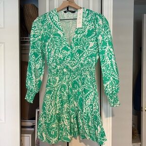 Linen cotton long sleeve Printed dress